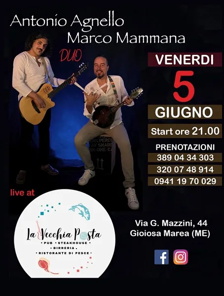 Musica dal vivo con il duo Antonio Agnello & Marco Mammana alla Vecchia Posta